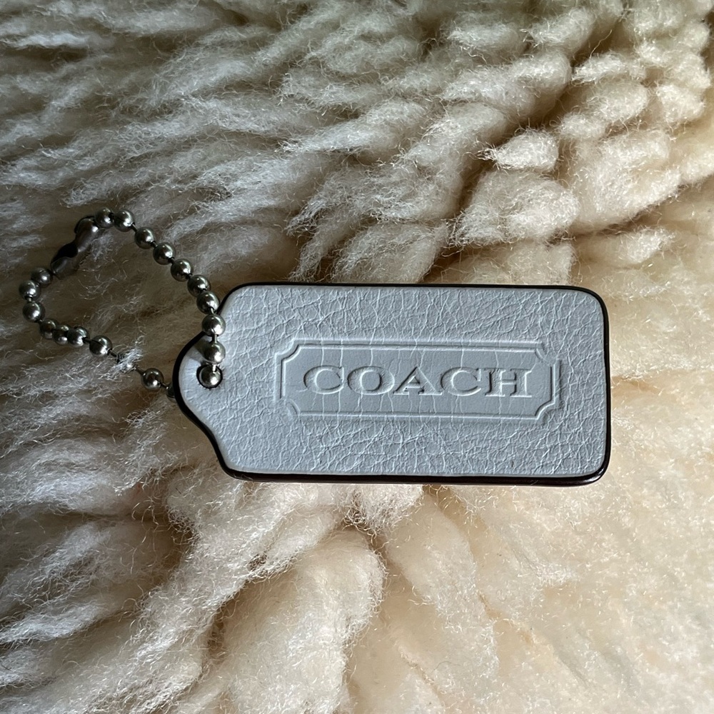 Authentic COACH White Hang Tag / Hangtag / Bag Tag with Nickel Ball Chain